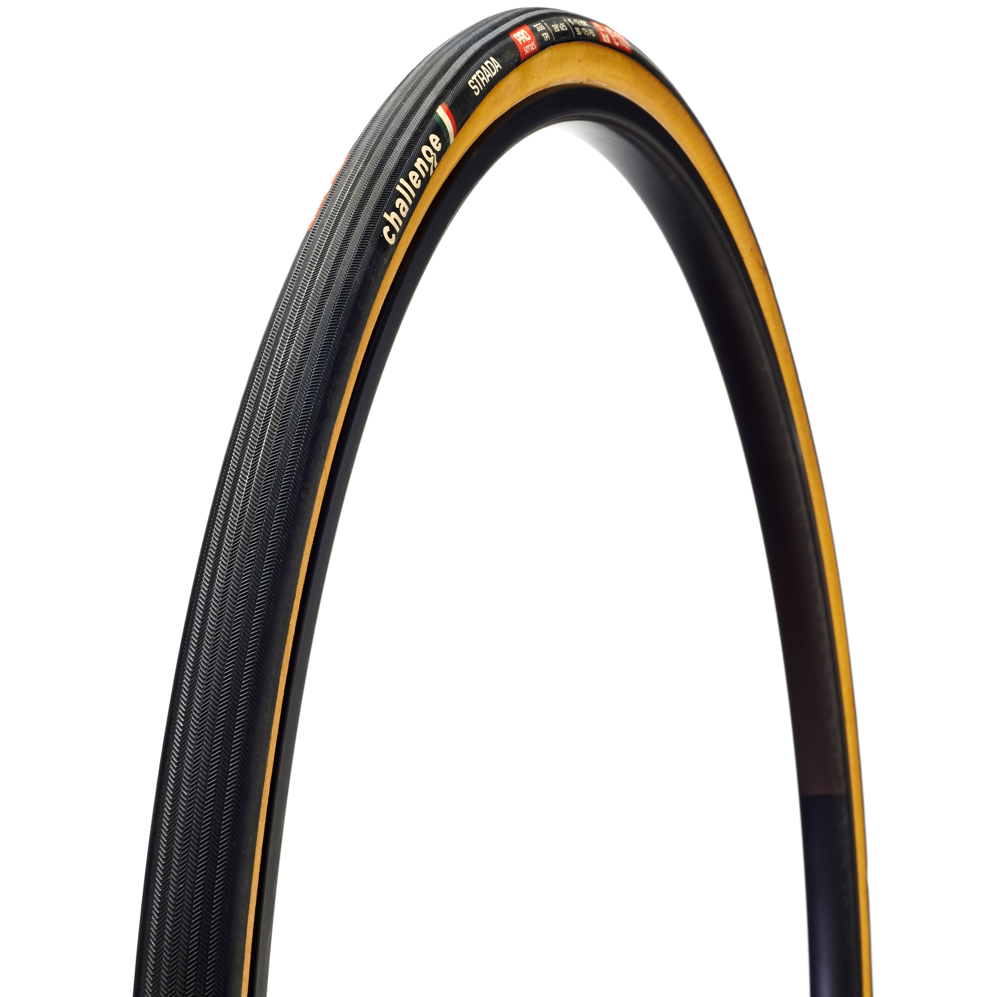 Challenge Strada Pro Tubular Tire 700c 25mm Black/Tanwall Tubeless